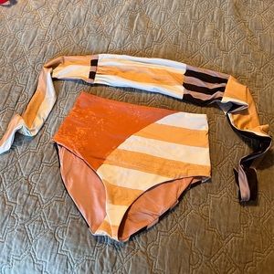 Cala de la Cruz Ann Geometric Striped bikini